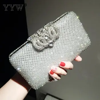 

Ladies Women Evening Handbag Silver Gold Bridal Solid Clutch Bag for Wedding/Party/Ball/Banquet