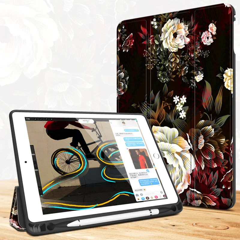 

Case For iPad Pro 10.5 Air 3 Painting Case Wiht Pencil Holder Auto Sleep Wake Up Stand Smart Cover For iPad A1701 A1709 A1852