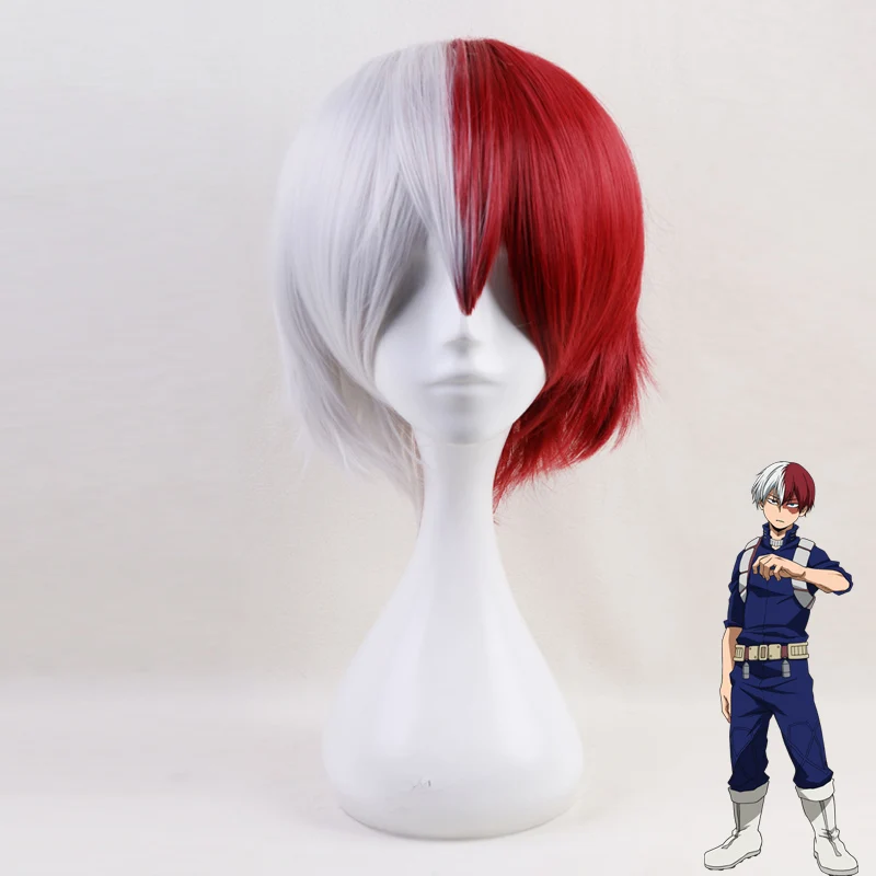 

My Hero Academia Todoroki Shoto Short White And Red Cosplay Wig