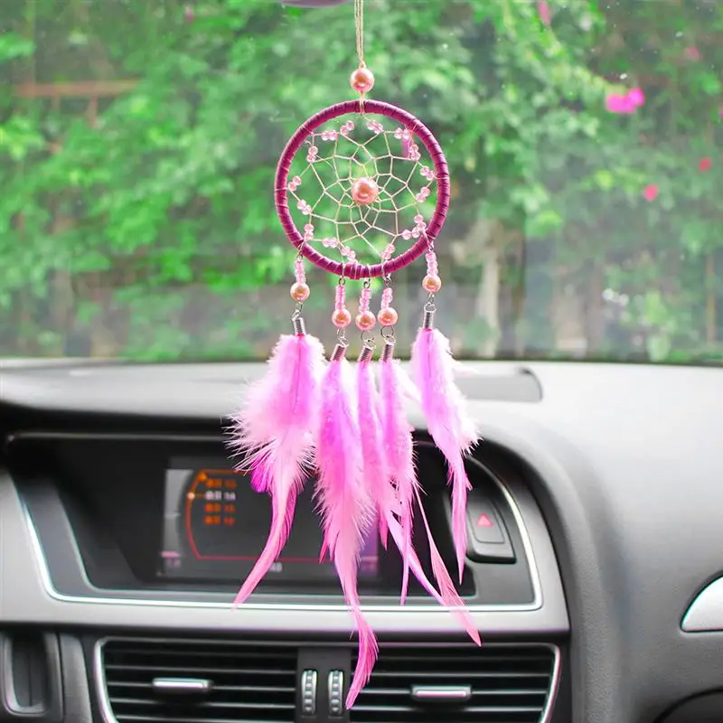 Buy Onever Car Rear View Mirror Decoration with Feathers Wind Chimes Wall
