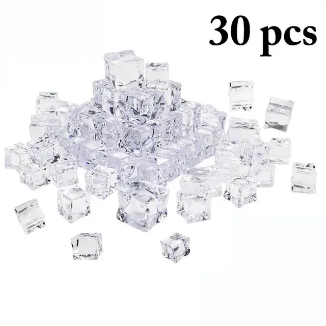 US $8.34 30PCS Lifelike Fake Ice Cubes Simulation Transparent Square Plastic Acrylic Ice Cubes Shooting Home