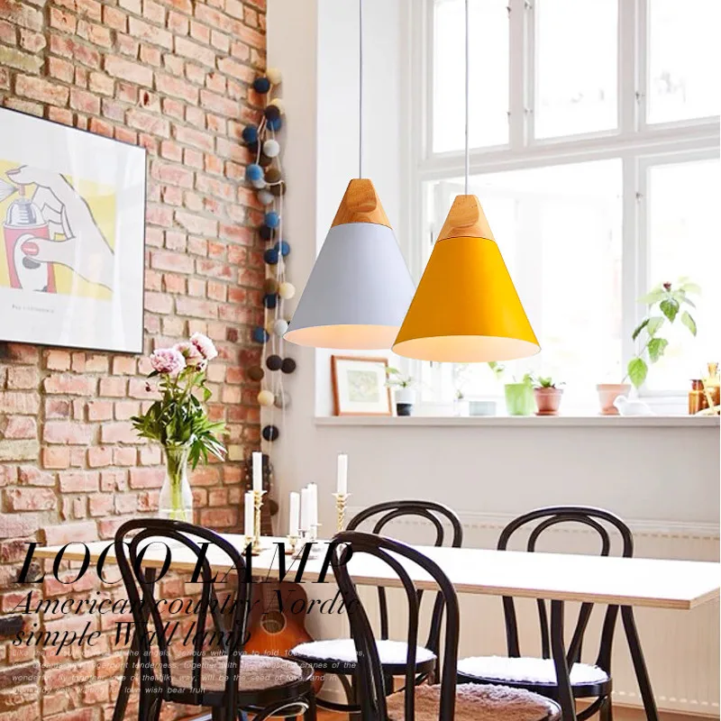 

E27 Pendant Lights Led Modern for Dinning Room Wood+Aluminum Suspension Hanging Ceiling Lamp Home Lighting for Kitchen Large