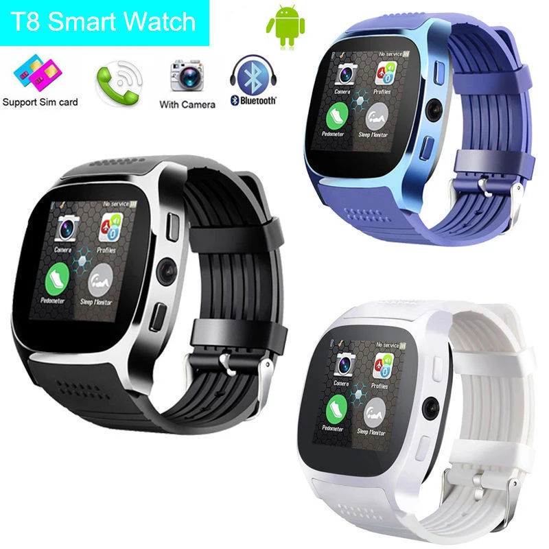 

T8 Smart Watch Bluetooth Smartwatch Sleep Tracker MTK6261D Chip Remote Camera 2G GSM SIM TF Card