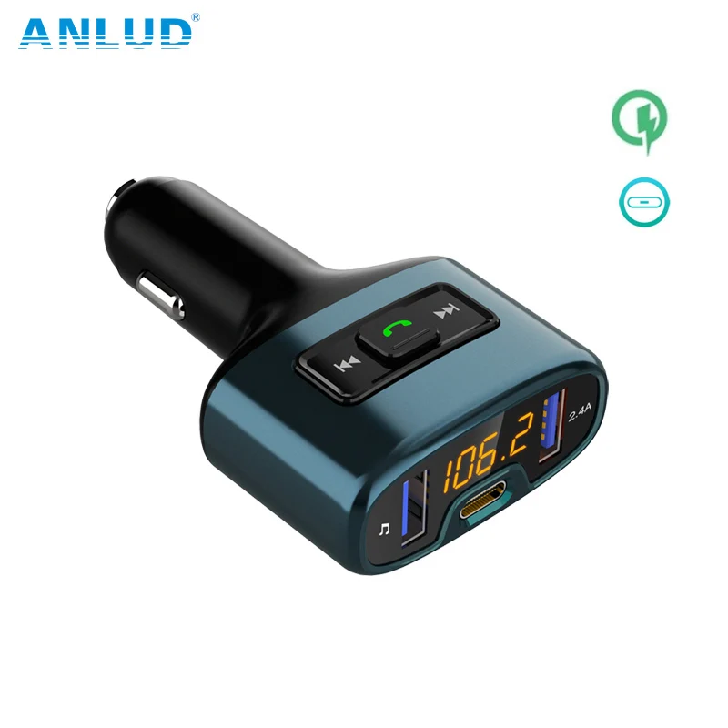 

ANLUD FM Transmitter Bluetooth Car Kit Wireless MP3 Music Player TYPE-C 2.4A 18W Fasting Charge Car Accessories Modulator