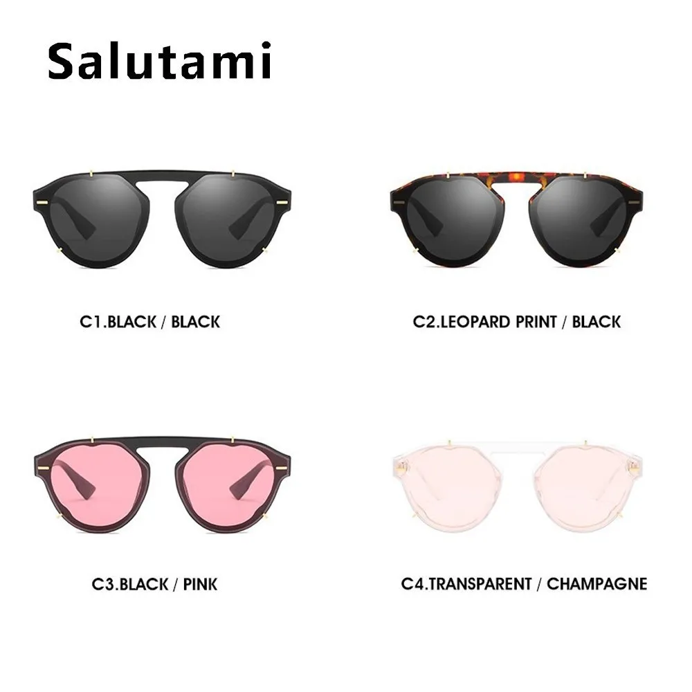 Мужские солнцезащитные очки с заклепками и круглой оправой,, роскошные брендовые пластиковые черные розовые солнцезащитные очки, женские градиентные очки, винтажные Ретро очки