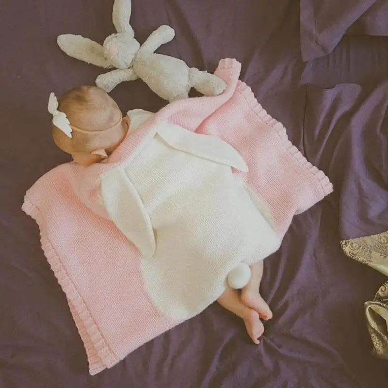 Cute Baby Blankets Infant Kids Rabbit Ear Soft Warm Swaddle Wrap Kids