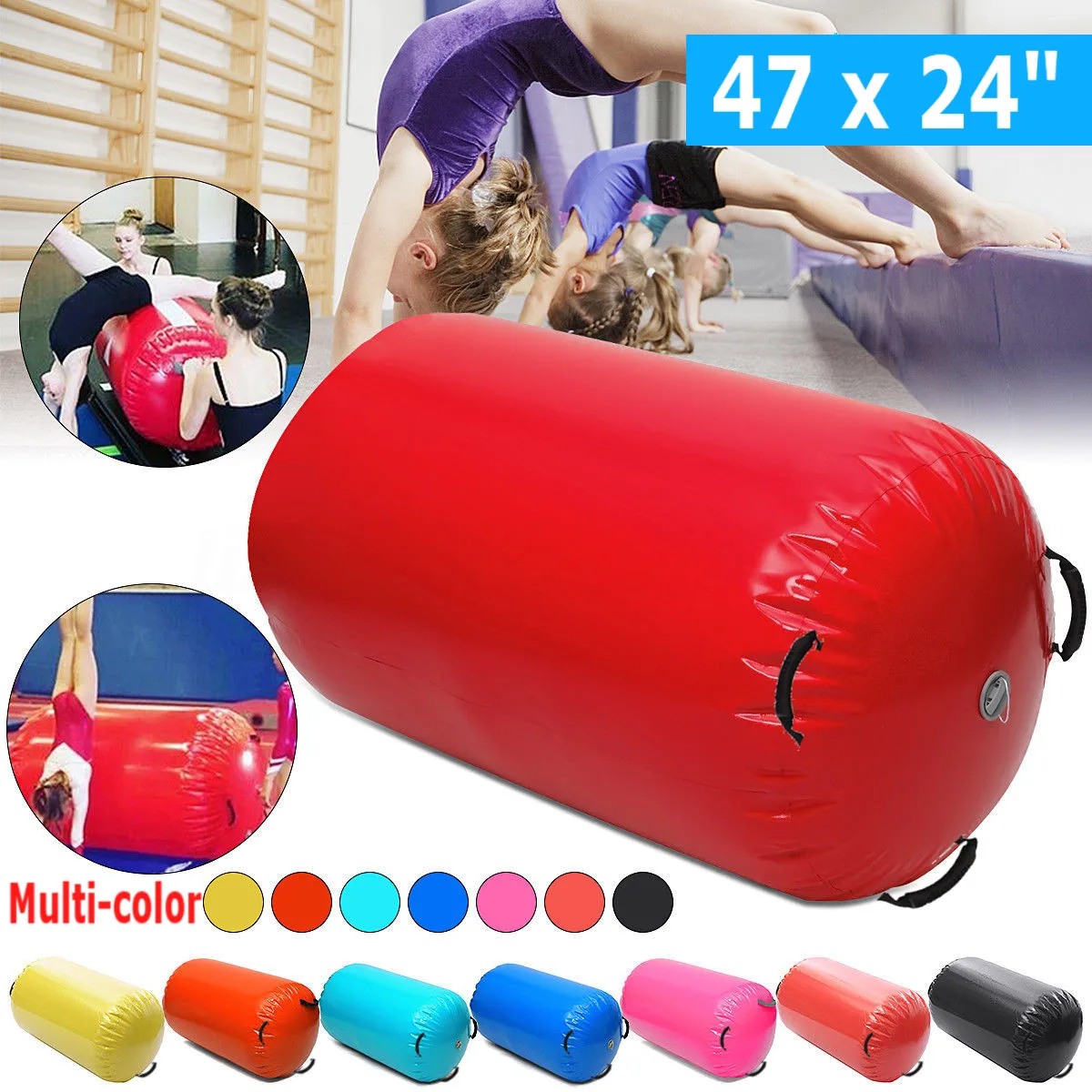 

120x60cm Inflatable Gymnastic Air Rolls Beam Yoga Gymnastics Cylinder Airtrack Exercise Column