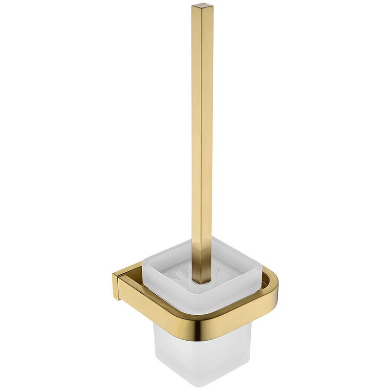 Квадратный держатель для туалетной щетки матовый золотой держатель для чистки ванной комнаты держатель из нержавеющей стали со стеклянной чашкой