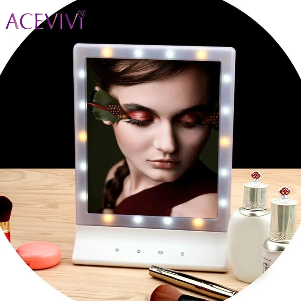 

18 LEDs Light Cosmetic Touch Sensor Screen Portable battery not included USB Charging Desktop Makeup Mirror Vanity Lighting