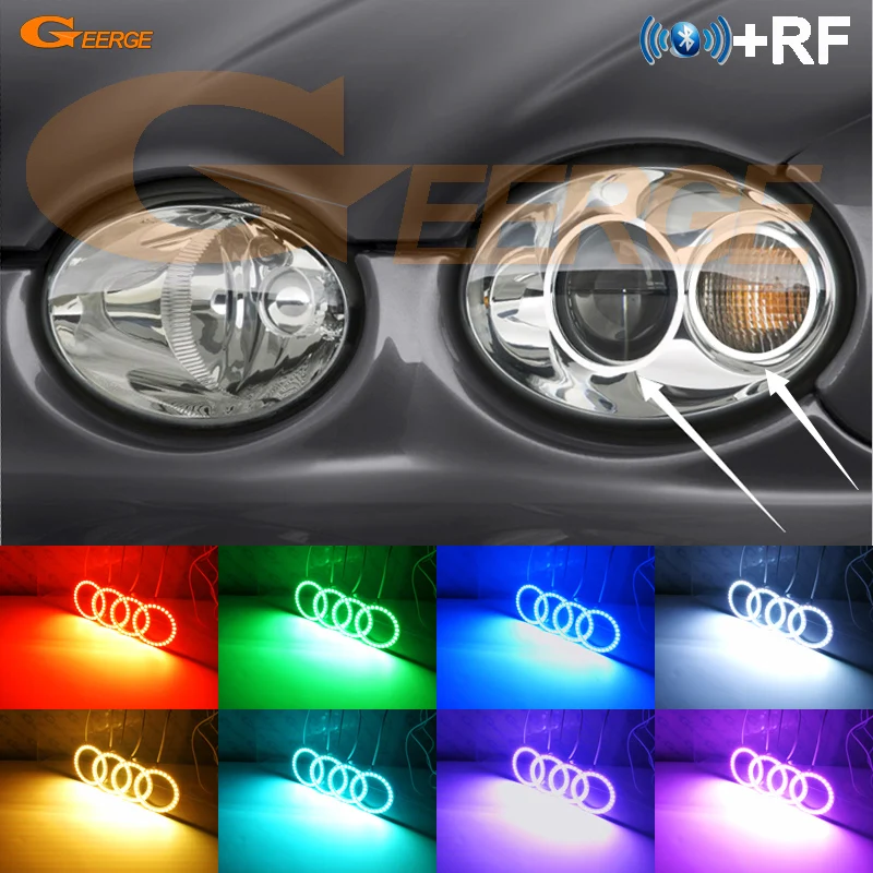 Для фар JAGUAR X-type 2002-2008 отличный RF Bluetooth контроллер многоцветный ультра яркий RGB комплект светодиодов «глаза ангела»