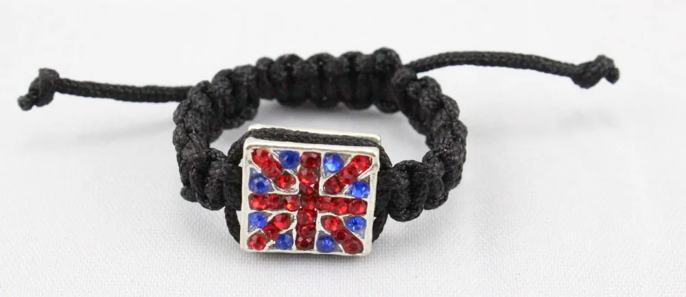 

Cheap Black String Adjustable Crystal UK Flag Ring 2019 Fashion Jewelry