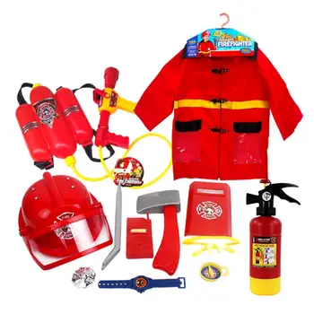 

12pcs Fire Role Play Costume Dress-Up Children's Play House Toy Professional Play Suit Fire Fighter Boy Girl Toy For Children