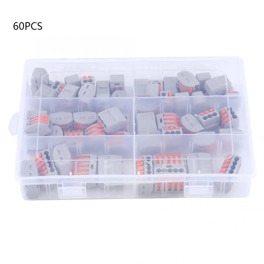 

60PCS PCT-212 213 215 Spring Terminal Block Electric Wire Cable Quick Connector 2/3/5 Way screw terminal block