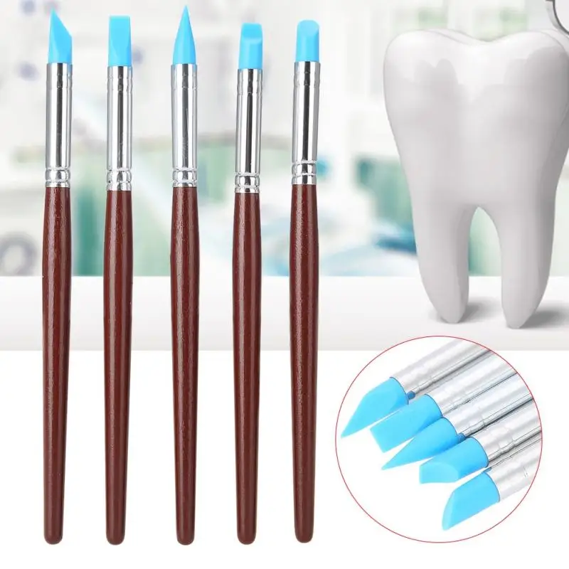 

5pcs Dental Resin Brush Pens Dental Shaping Silicone Tooth Tool For Adhesive Composite Cement Porcelain Teeth Dentist Tools
