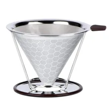 Налейте фильтр для кофе, постоянная капельница для кофе из нержавеющей стали, безбумажный многоразовый конус фильтра для кофе со съемной чашкой Sta