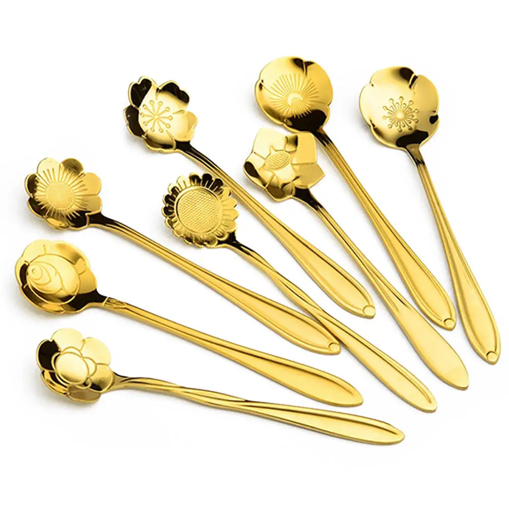 

8 Pieces/set Creative Flower Coffee Tea Spoon Scoop Cream Dessert Strring Teaspoon Tableware Drinking Spoons