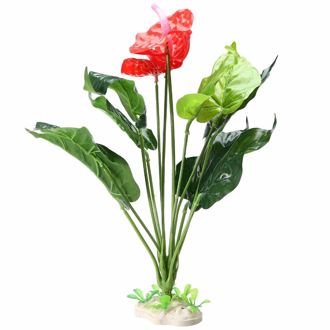 Us 4 23 30 Off Plastic Anthurium Bush Rock Base Reptile Terrarium Natural Hiding Spots Vivarium Decoration Plant In Artificial Dried Flowers From