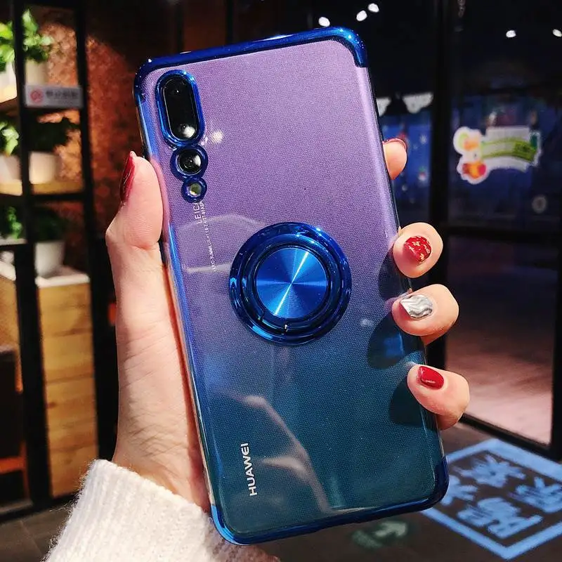 Магнитный силиконовый чехол для Huawei Honor 9A 8S 8A Pro с металлическим кольцом
