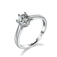 Romantische Engagement Zirkoon Ringen Sieraden Shining Aaa Zirconia Ring Voor Vrouwen Verstelbare Zilver Kleur Wedding Ring