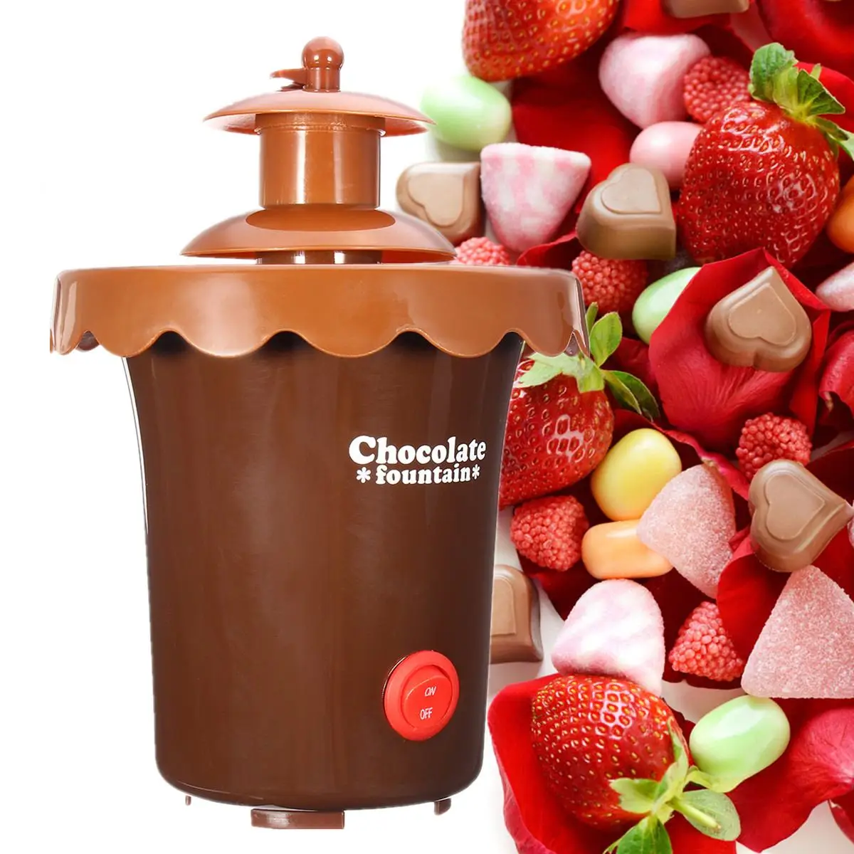 

Waterfall Melting Machine 2 Tiers Mini Chocolate Fondue Maker Fountain Party for Fruits Marshmallows Cookies Cake Wedding batte