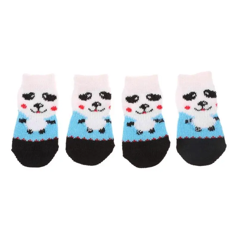 4pcs Non-Slip Pet Socks Dog Foot Cover Teddy Socks Cute Pet Rubber Bottom Anti-Slip Socks Dog Supplies