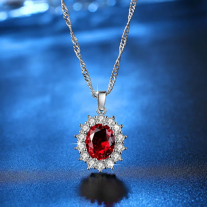 

HPXmas Romantic Princess cut Hot Red Crystal choker Pendant Wedding Jewelry Valentines Gift for Women females B60