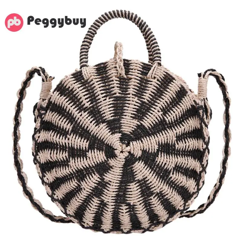 

Rattan bag Woven Round Messenger bags for women Handbag Women Straw bag Summer Handmade Shoulder Beach Bag bolsa feminina 2019