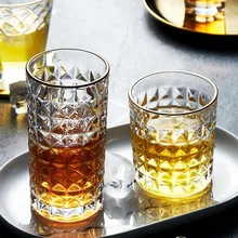 Стекло золотой край цветок сосуд рельеф бокал для вина es чашки бытовой виски прозрачный импортный пивной кофе Творческий Термокружка