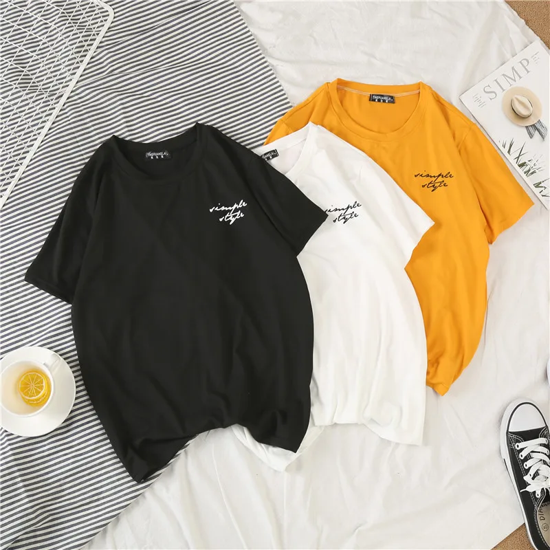 Harajuku Style summer Women Tshirt solid fashion Print Short Sleeve O Neck Cotton Womens Tops Casual Loose T shirt Femme gift Harajuku Style summer Women Tshirt solid fashion Print Short Sleeve O Neck Cotton Womens Tops Casual Loose T shirt Femme gift