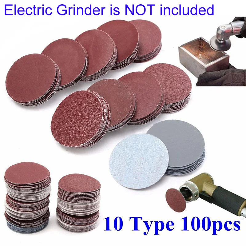 

100x 2 Hole Hook And Loop Sanding Discs Assorted Orbital Sander Round Sandpaper