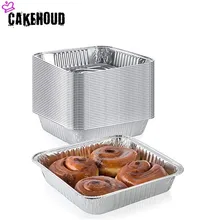 CAKEHOUD 10 шт. одноразовый лоток из оловянной фольги с крышкой портативный контейнер для сохранения пищи для выпечки торта хлеба барбекю алюминиевая сковорода