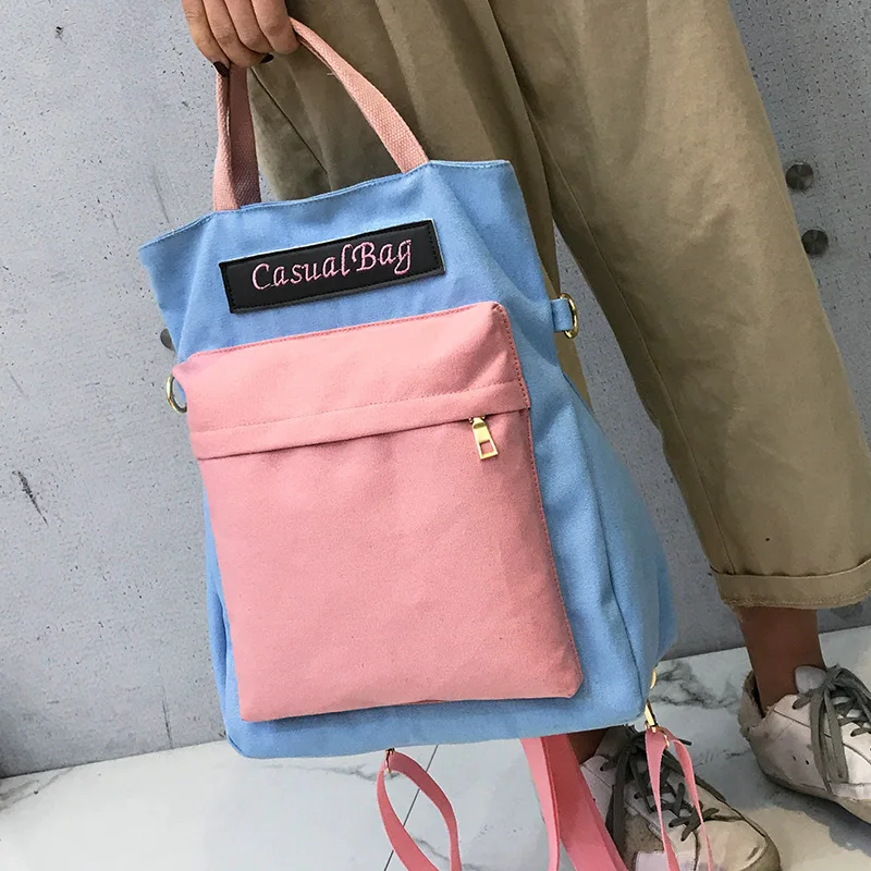 

Large-capacity Student Backpack Men Women 2019 Female Stitching Color Campus Large-capacity Backpack Travel Shoulder Bag Mochila