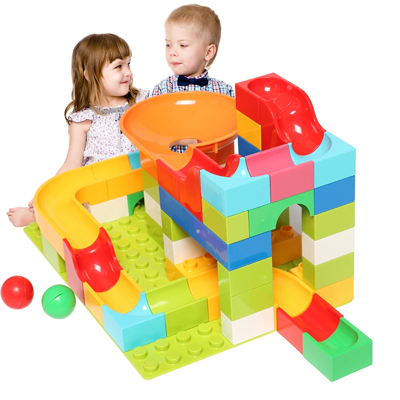 

Newest 56pcs Marble Race Run Compatible LegoINGLY Duploed Blocks DIY Track Building Blocks Big Size Maze Ball Building Bricks