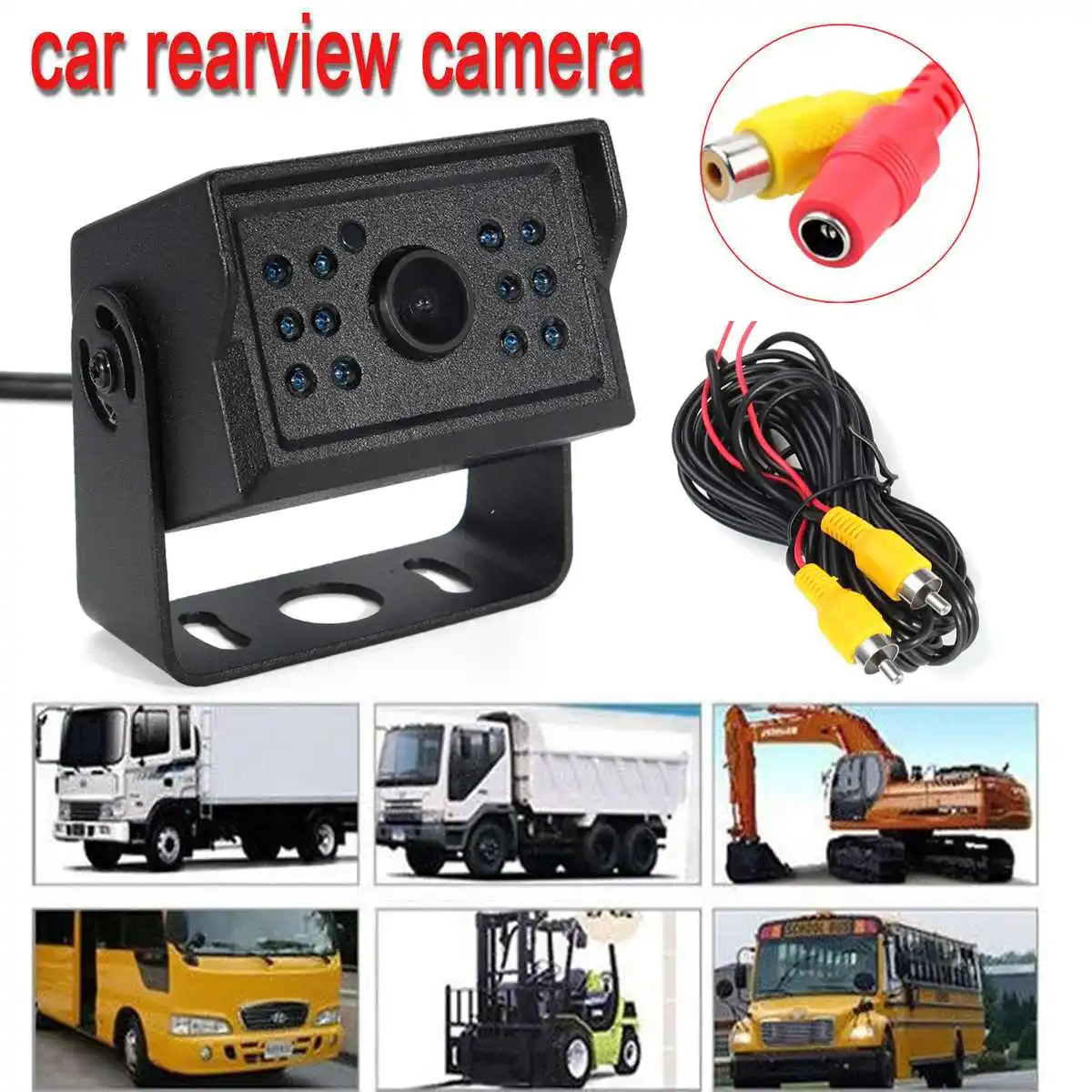 

IR Night Vision Car Rear View Camera 120 Deg Wide Angle 4Pin CCD Reverse Backup Camera for Bus Trailer Truck RV Harvester 12/24V