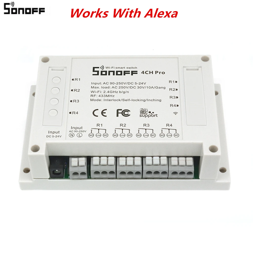 Sonoff 4CH Pro Smart Home RF Wifi Light Switch 4 Gang 3 Working Modes ...
