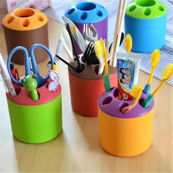 

AU Tooth Brush Holder 7 Hole Storage Decoration Tooth Pen Case Plastic Colorful