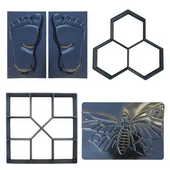 

New Garden Concrete Stepping Driveway Stone Path Mold Home Path Floor Road Black Plastic DIY Paving Mould Patio Maker