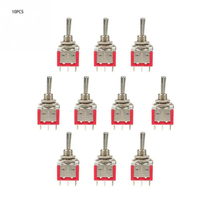 10Pcs ON OFF ON Momentary Toggle Switch DPDT 6 Pin 6mm 2A/250VAC 5A