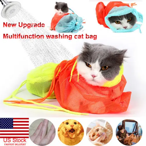 

US 6 Styles Cat Dog Bath Bag Multifunctional No Scratching Mesh Restraint Grooming Supply