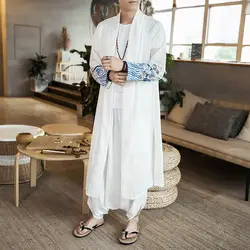 Модная свободная шаль длинное кимоно ветровка верхняя одежда летний бренд Китай стиль мужской кардиган тонкое пальто Тренч Куртка мужская