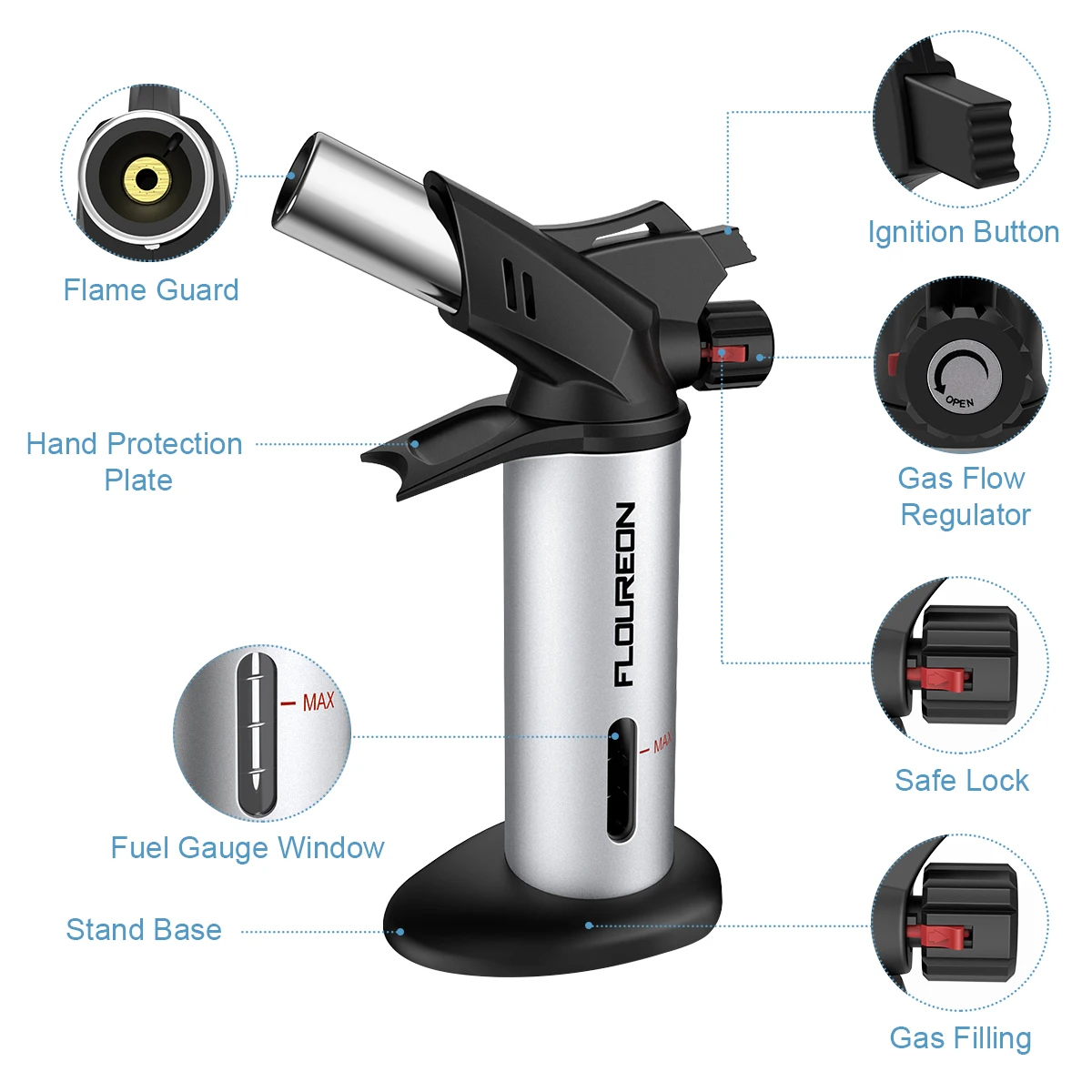 Floureon пищевая готовка Blow Torch кухонная зажигалка Butan факел с безопасным замком для