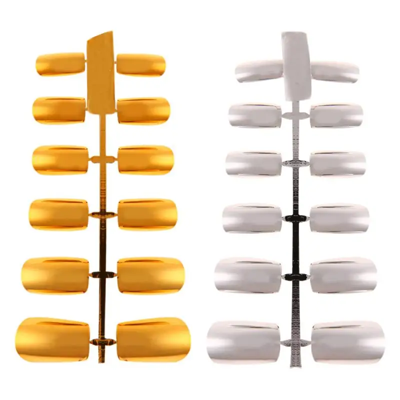 

12pcs Nail Art Stickers Applique Full Gold Silver Cover Patch Foils Paste