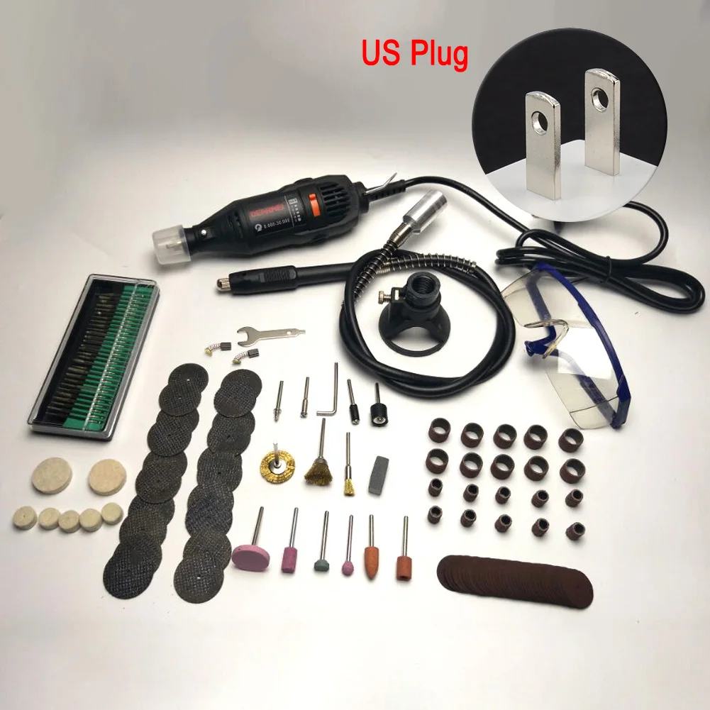 

5-speed Adjustable Cutting Grinder Machine Drilling Milling Engraving Tool Kit 140 pcs Mini Electric Grinding Set