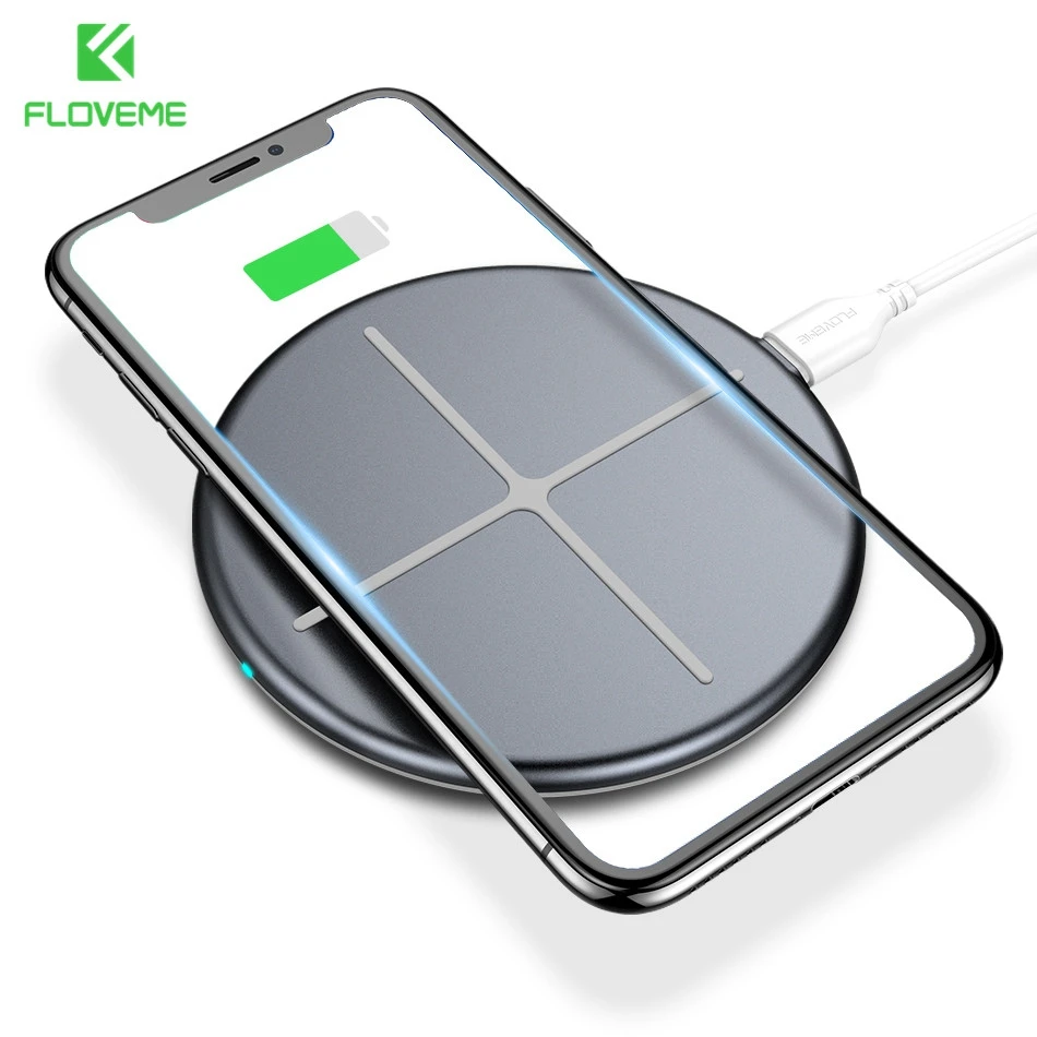 FLOVEME Ultra Thin Qi Wireless Charger For iPhone X Xr Xs Max Charging Phone Charger For Samsung Galaxy S9 S8 Plus Note 8 9 Pad