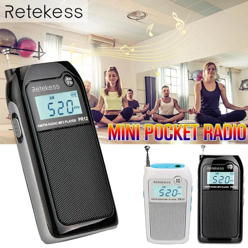 

Mini Radio PR12 FM AM Digital Tuning Audio Receiver 9K 10K MP3 Music Player Rechargeable Battery Portable Radio USB