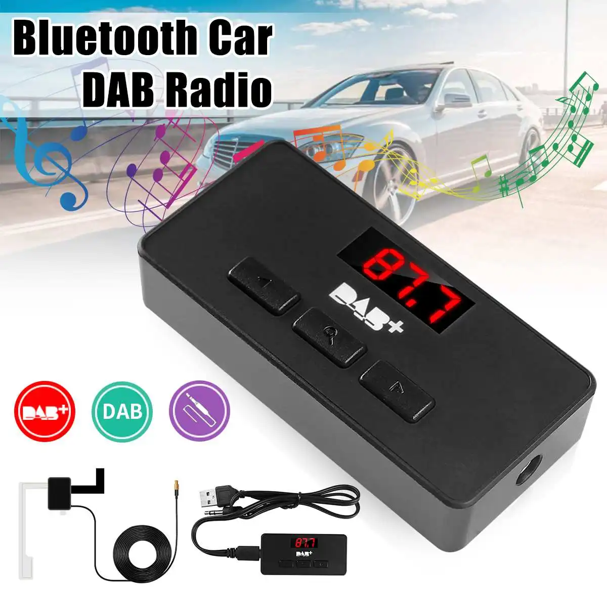 

DAB Digital Radio Receiver FM Tuner Radio Car bluetooth 3.5 Transmitter Adapter FM DAV/DAB Tuner Broadcasting