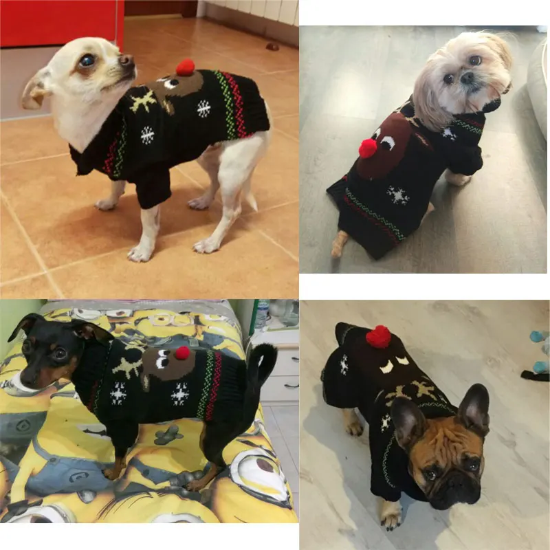 Abrlo, Рождественский свитер для питомцев, пальто-джемпер, Рождественский красный олень, теплая одежда для собак, для маленьких собак, мягкая одежда для собак, таксов