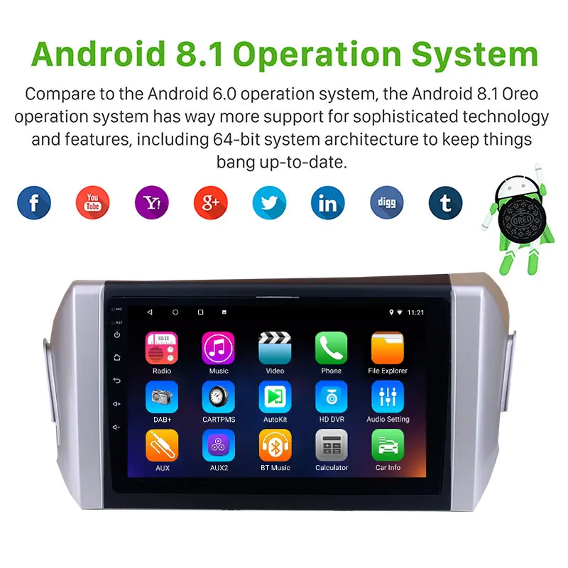 Cheap Seicane 9 inch Android 8.1 for 2015 Toyota Innova Right Hand Drive 1024*600 Car Radio GPS Unit Player Steering Wheel Control 1