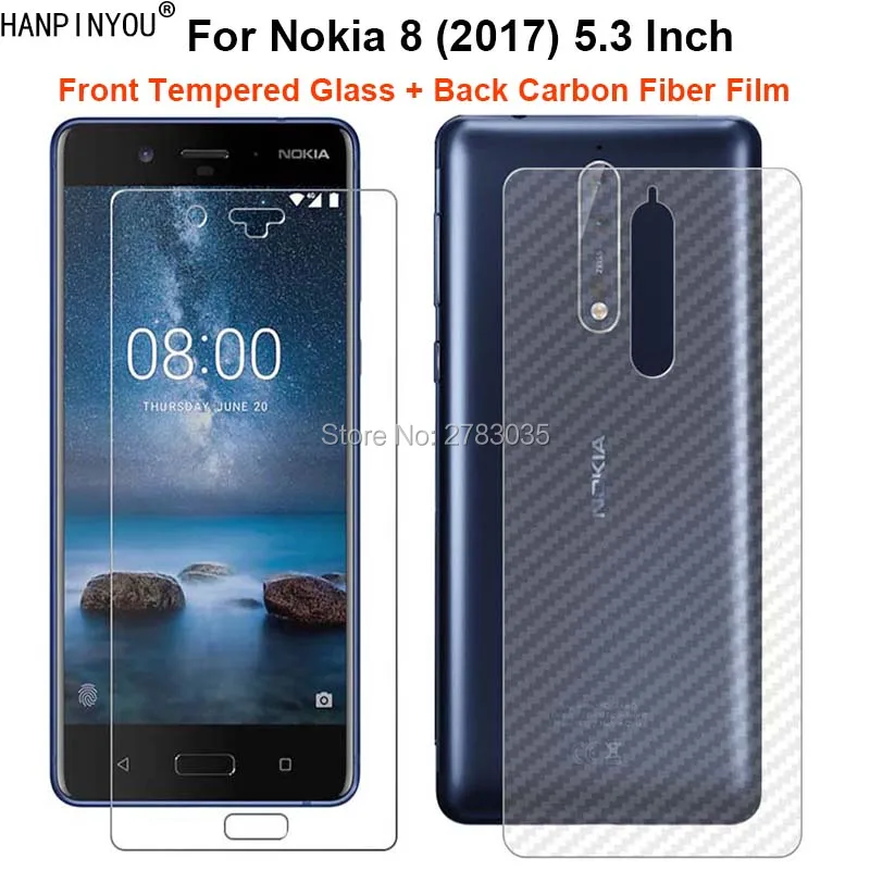 Для Nokia 8 (2017) TA-1012 5 3 дюйма 2 шт. = мягкая задняя пленка из углеродного волокна +