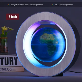 

6 Inch Magnetic Levitation Floating Earth Globe World Map with LED Color Light for Desk Decoration Children Educational Gift
